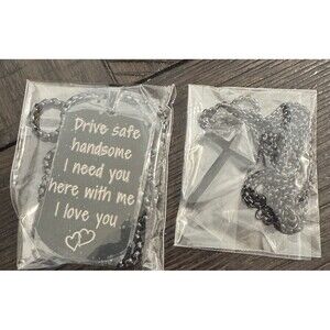 Cross Necklace Men Bible Verse Stainless Steel Dog Tag Drive Safe Black